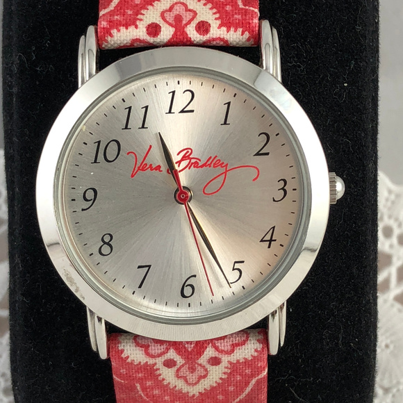Signed Vera Bradley this Watch has Red Fabric Band main image 4